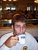 Ahhh, Dan beholds the power of strong, black, and hot coffee.