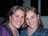 Sisters...Erica and Kirsten smile about the seafood.