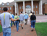 Jon, Abe, Kyann, Kristy, Kelby, Dan, Nick, Derrick, and Erica continue the guided tour.  Now that everyone is sticking with the group, no one should get in trouble.
