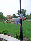Dan gets caught in yet another wind storm.  This one is infront of Pat Robert's house.
