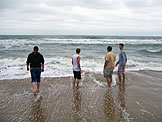 Beth, Jeremy, Derrick and Dan contemplate getting wet.