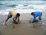 Go...Go...Go.  Derrick and Abe race to see who can get the biggest hole.