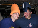 Abe and Derrick start clowning around before we leave the house.