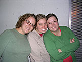 Katy, Kyann, and Beth keep warm at the gas station while waiting for everyone to finish messing around.