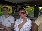 Abe laughs at how silly Jeremy looks in those glasses.  Jeremy only sees the world as rose colored.