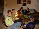 Kyann, Kristi, Kirsten, and Erica pray that the boys know how to cook better than they can clean up after themselves.