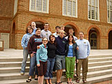 Katy, Abe, Beth, Kristi, Jon, Erica, Kyle, Kelby, Jeremy, Kirsten, Dan, and Nick wonder what Abe is looking at.