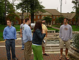 Abe, Jon, Nick, Kyle, Kirsten, Derrick, and Dan continue the milling about.  Kyle tries his best to not fall into the fountain.