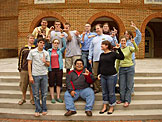Jeremy, Katy, Kirsten, Derrick, Kyle, Kristi, John, Dan, Leo, Abe, Nick, Erica, Beth and Kyann try to do the "L is for Leo" except they have it backwards.