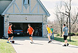 Playing basketball.  Kami, Dan, Kelby, Christy, Michael