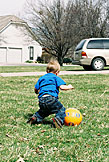 Cailer playing with a soccer ball.