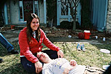 Watching basketball.  Erica, Kirsten