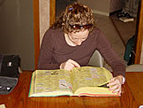 Kristi enjoying a morning read.