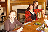 Kristi, Erica, and Kirsten waiting for the food.