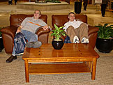 Kelby and Jeremy lounging while the ladies shop.