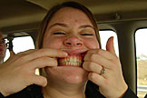 Erica does her best Mr Ed impression.
