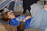 Kristi enjoys the company.