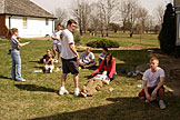 Kristi, Kim, Neal, Mark, Jon, Sam, Kirsten, Erica, and Jeremy watch the basketball game.