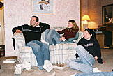 Mark, Christy, and Kirsten relax