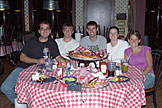 Morgan, Tyler, Dan, Sarah, and Gab chillin at Bandana's.  Our waitress still hadn't quite figured out the whole focus trick.  Although the food does look good.