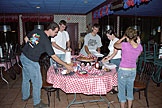 Morgan, Tyler, Dan, Sarah, and Gab pack up the food we couldn't finish off.  Great friends, great times, great wedding, great food, great road trip.