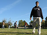 Dan gets ready to dominate the field in a game of croquet.