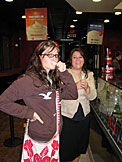 Kirsten and Erica sample the wares at Cold Stone Creamery.  They need bigger sampler spoons.