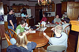 Saturday morning at the Miller house, the kitchen transforms into a beauty parlor.