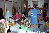 After supper, and whole gang gets ready to vote on outfits.