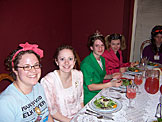 Katy, Kristi, Shannon, Christy and Anna enjoy the salad.