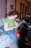 Katy gives Kristi a back rub.