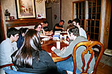 The whole gang enjoys a rousing game of Mexican Dominos.