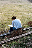 Katy settles down and does a little studying.
