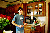 Kyle waits as the meat browns.
