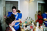Ruthie, Erica, and Christy get all prettied up for dinner.