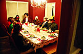 The guests in the dining room.