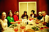 Dinner in the dining room.  Kristi, Shannon, Christy, Anna, Ruthie, Karina and Jeremy.