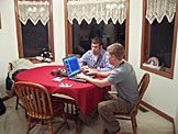 Jeremy and Dan setting up the slides for the singing.