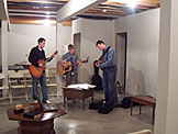 The musicians, I forget, Jeremy, and Kyle "no relation to Ed" Schwartz, warm up. 