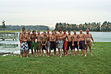 The men of the 2006 Polar Bear Dip flex some biceps before they shrink in the super cold water.