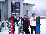 Adam Sauder, Jon Gerst, Joe Leman, and Joel Stickling pose for a picture before heading in for lunch.