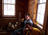 John Klotzel and Kyle Fiecter eating lunch.
