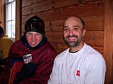 Joe Leman and Mark Cowell rest up and dry out before heading back out.