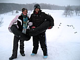 Cassie Bertsch and Marisa Pfister on the tubing hill.